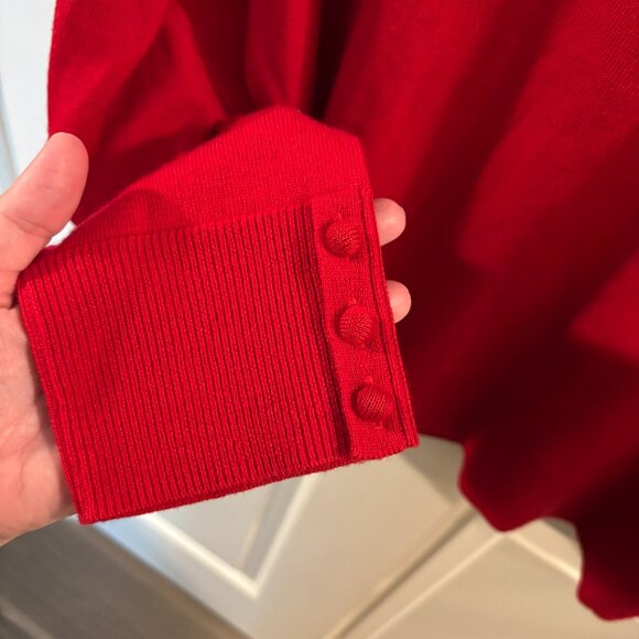 Talbots Women's Red Cowl Neck Pure Merino Wool Sweater ~ Large ~ Holiday - Picture 3 of 6